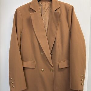 Women's Camel Double Breasted Blazer Jacket 18 Gold Buttons Banana Republic